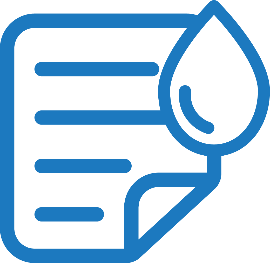 notepad and water drop icon